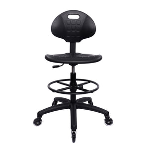 Deluxe Polyurethane 10' Adjustable Height Drafting Lab Stool Chair (Rubber Caster)
