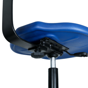 Deluxe Polyurethane Drafting Lab Stool Chair Blue (Nylon Caster)