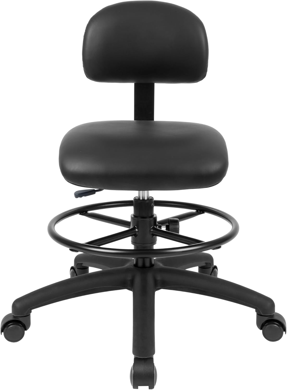 Med. Bench Height Black Multi-Purpose Drafting Chair (Self-Braking Caster)