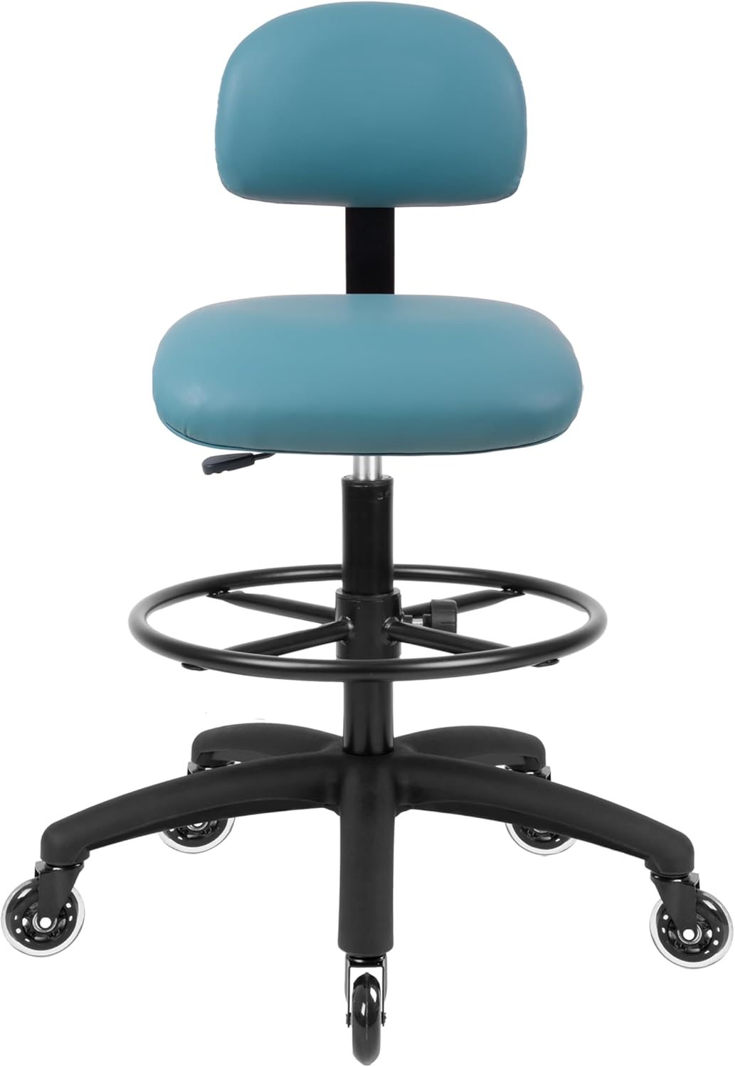 Tall Bench Height Blue Economical Multi-Purpose Drafting Chair (Blade Wheels)