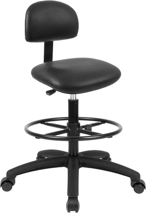 Tall Bench Height Black Multi-Purpose Drafting Chair (Self-Braking Caster)