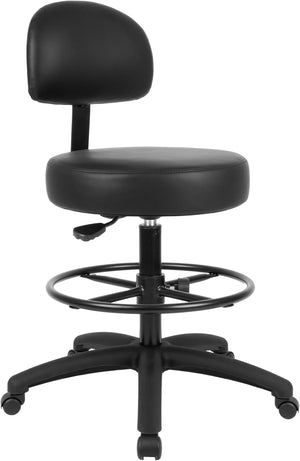Tall Bench Height Black Multi-Purpose Medical Spa Drafting Stool (Standard Caster)
