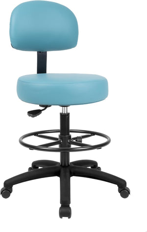 Tall Bench Height Blue Multi-Purpose Medical Spa Drafting Stool (Standard Caster)