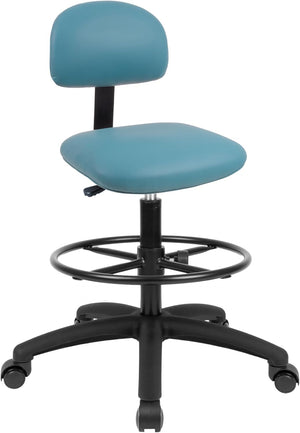 Tall Bench Height Blue Multi-Purpose Drafting Chair (Self-Braking Caster)