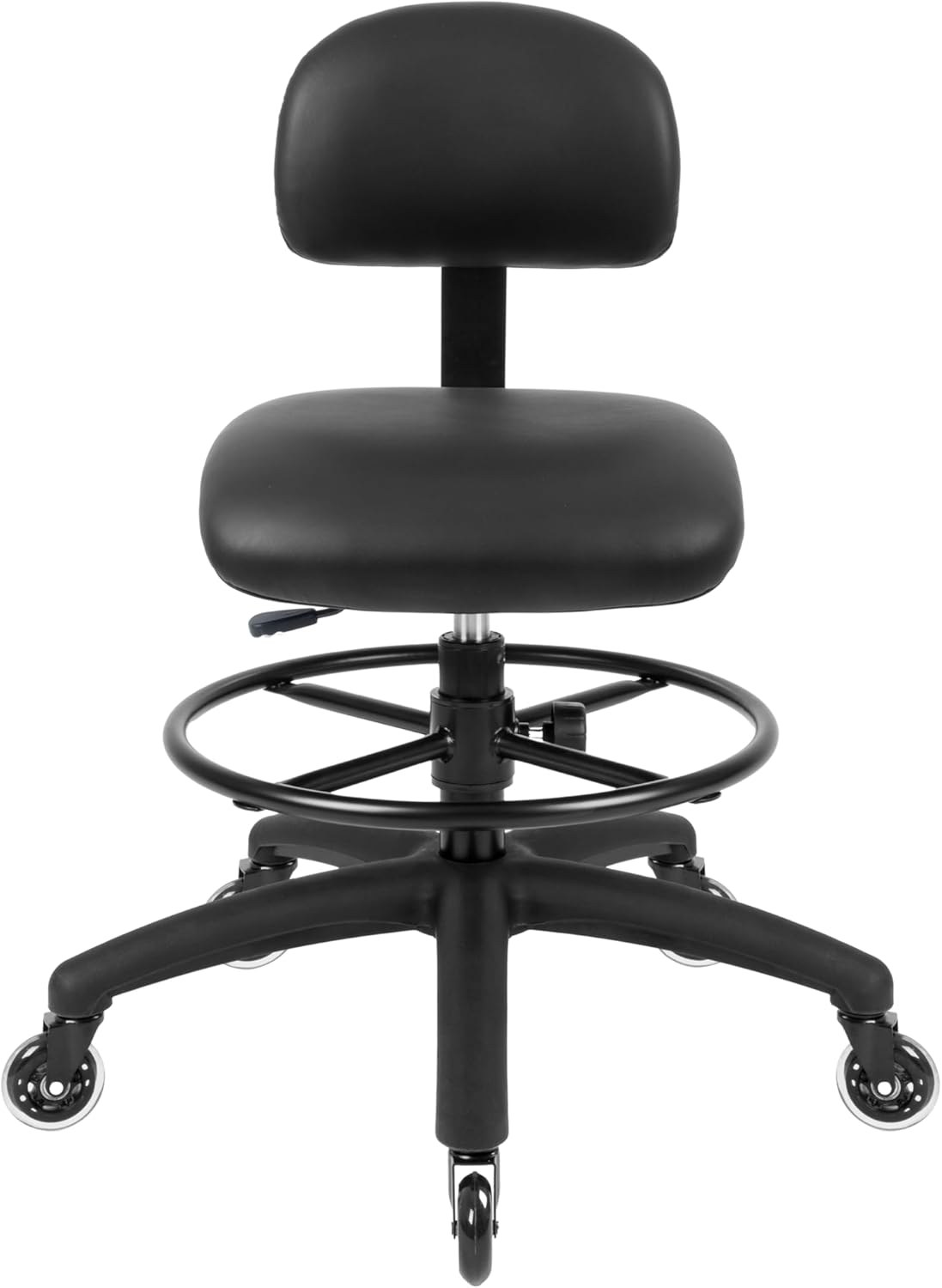 Med. Bench Height Black Economical Multi-Purpose Drafting Chair (Blade Wheels)