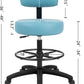 Tall Bench Height Blue Multi-Purpose Medical Spa Drafting Stool (Standard Caster)