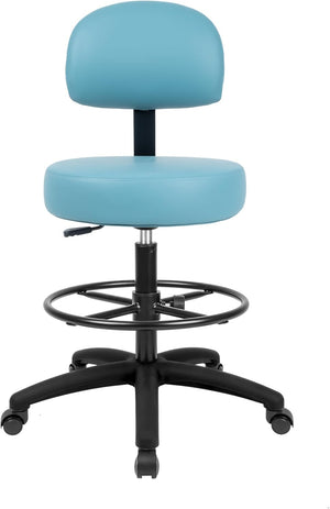 Tall Bench Height Blue Multi-Purpose Medical Spa Drafting Stool (Self-Braking Caster)