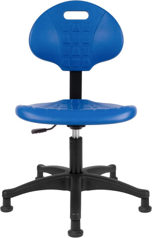 Deluxe Polyurethane Lab Stool Chair, 5" Adjustable Table Height, Heavy Duty, Blue (Glide)