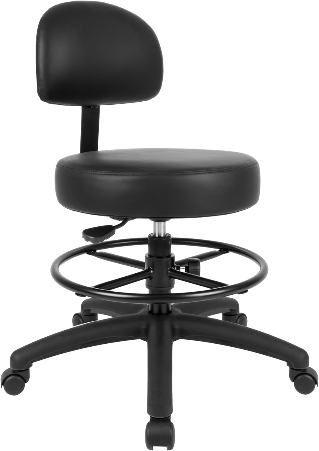 Med. Bench Height Black Multi-Purpose Medical Spa Drafting Stool (Standard Caster)