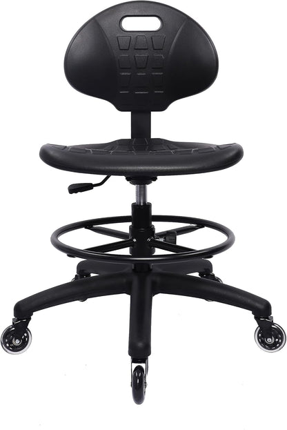 Deluxe Polyurethane 8" Adjustable Height Drafting Lab Stool Chair (Blade Wheels)