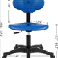 Deluxe Polyurethane Lab Stool Chair, 5" Adjustable Table Height, Heavy Duty, Blue (Standard Caster)