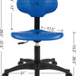 Deluxe Polyurethane Lab Stool Chair, 5" Adjustable Table Height, Heavy Duty, Blue (Self-Braking)