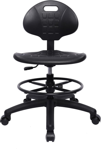 Deluxe Polyurethane 8" Adjustable Height Drafting Lab Stool Chair (Self-Brake Caster)