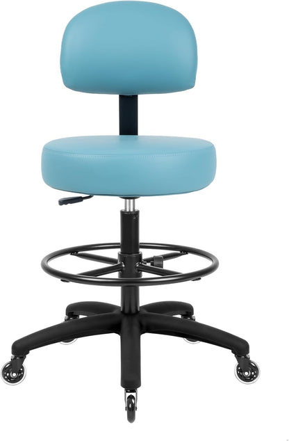 Tall Bench Height Blue Economical Multi-Purpose Medical Spa Drafting Stool (Blade Wheels)