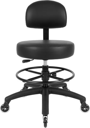 Med. Bench Height Black Economical Multi-Purpose Medical Spa Drafting Stool (Blade Wheels)