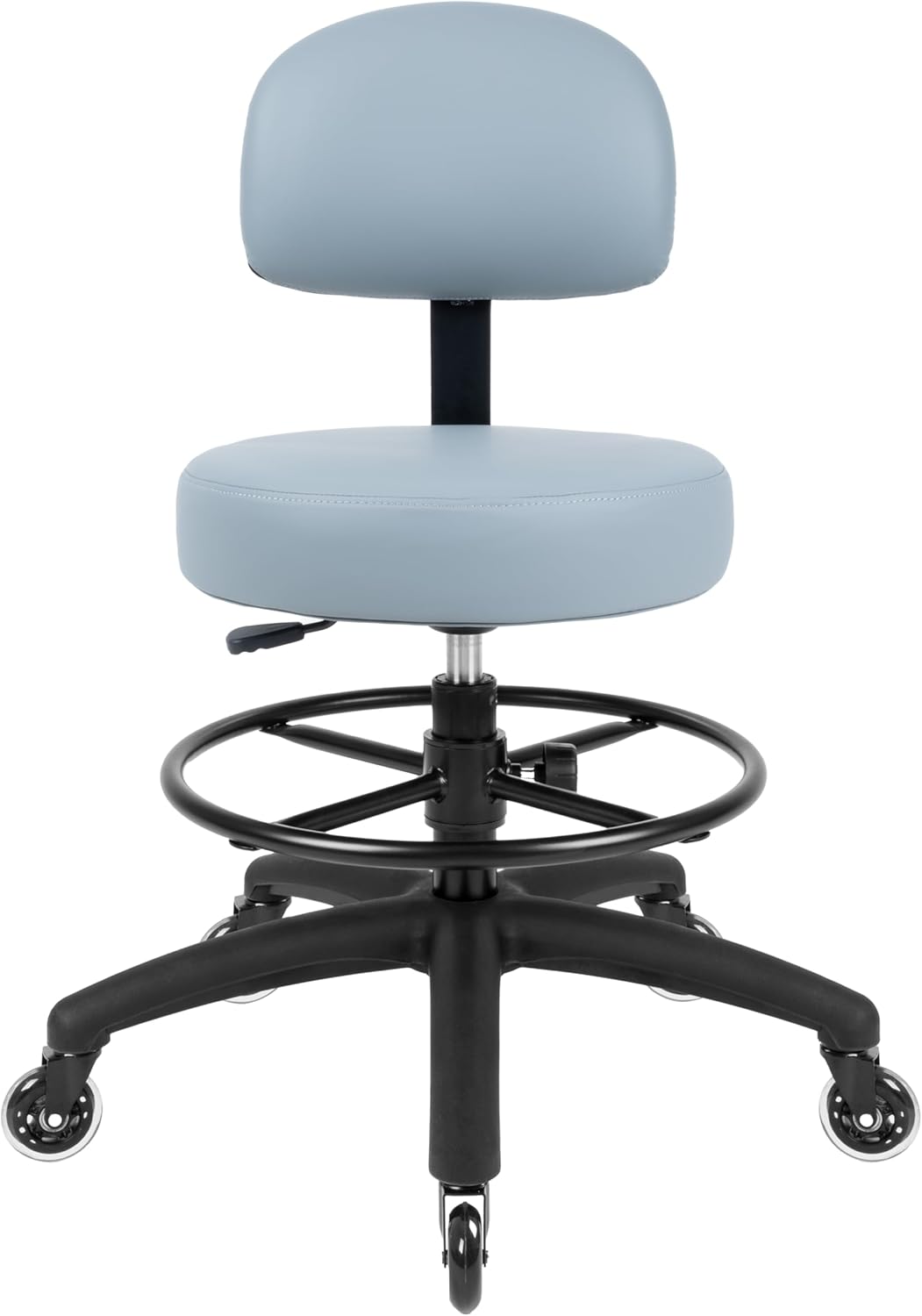 Med. Bench Height Grey Multi-Purpose Medical Spa Drafting Stool (Blade Wheels)