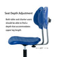 Deluxe Polyurethane Drafting Lab Stool Chair Blue(Nylon Caster)